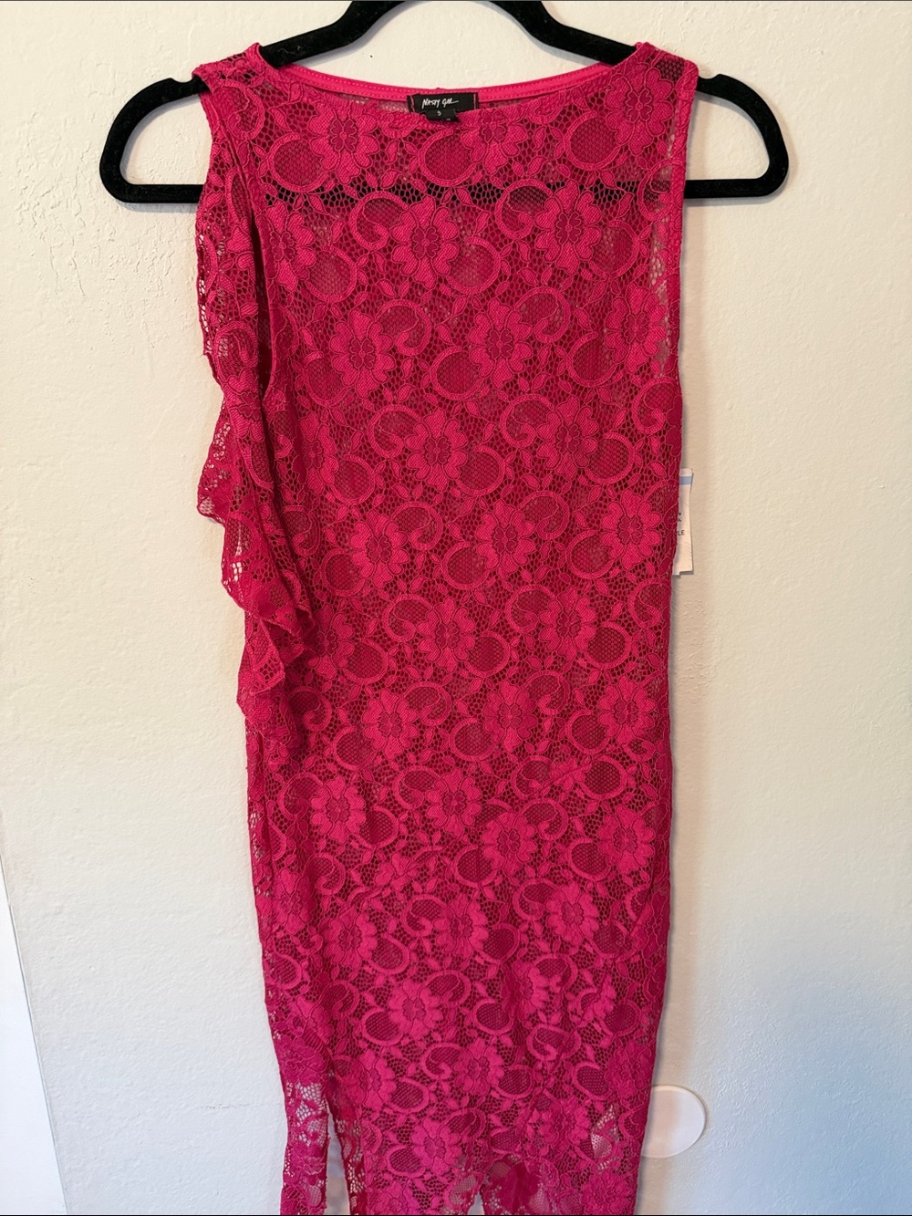 nasty gal sheer fushia dress